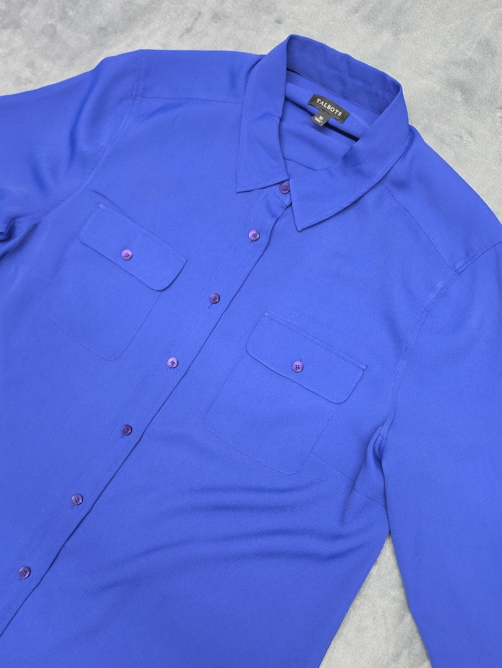 Talbots Cobalt Size 10 Blue Long-Sleeve Button-Down Shirt